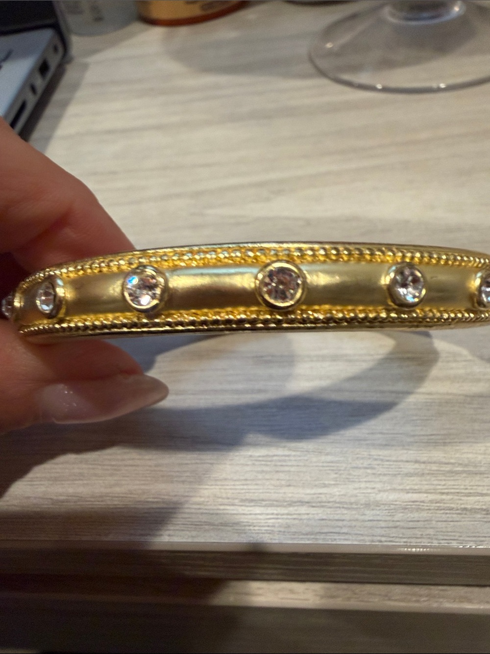 Gold Crystal-Accent Bangle Bracelet - Brand